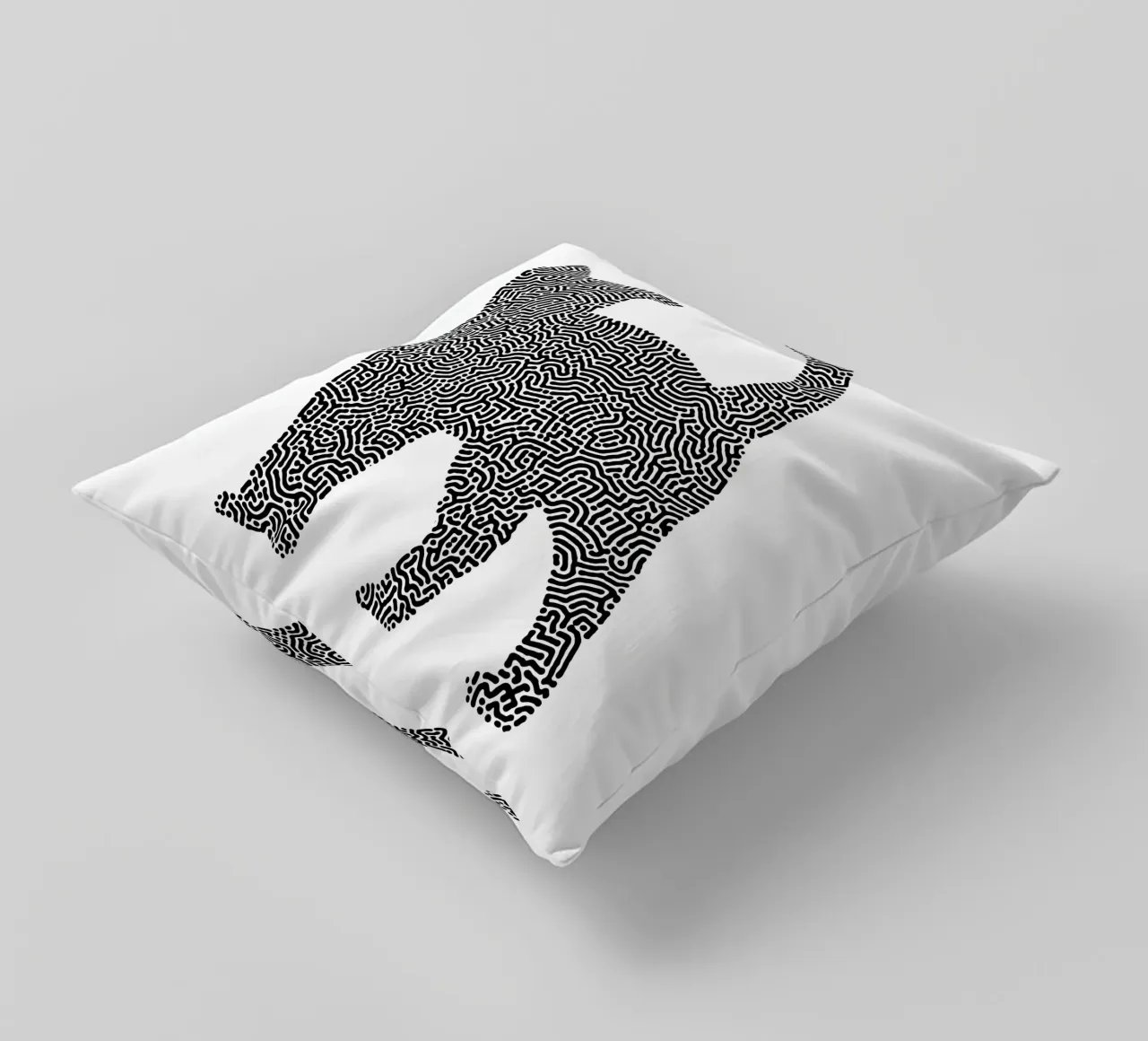 Gatti Zendoodle | Line Art in bianco e nero cuscino da Autofocus