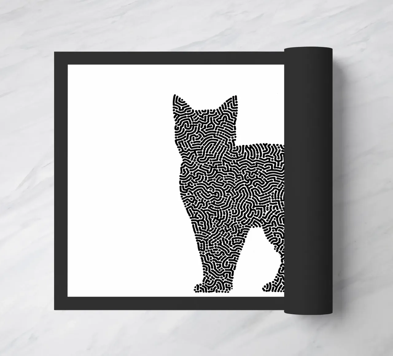 Gatti Zendoodle | Line Art in bianco e nero zerbino da Autofocus