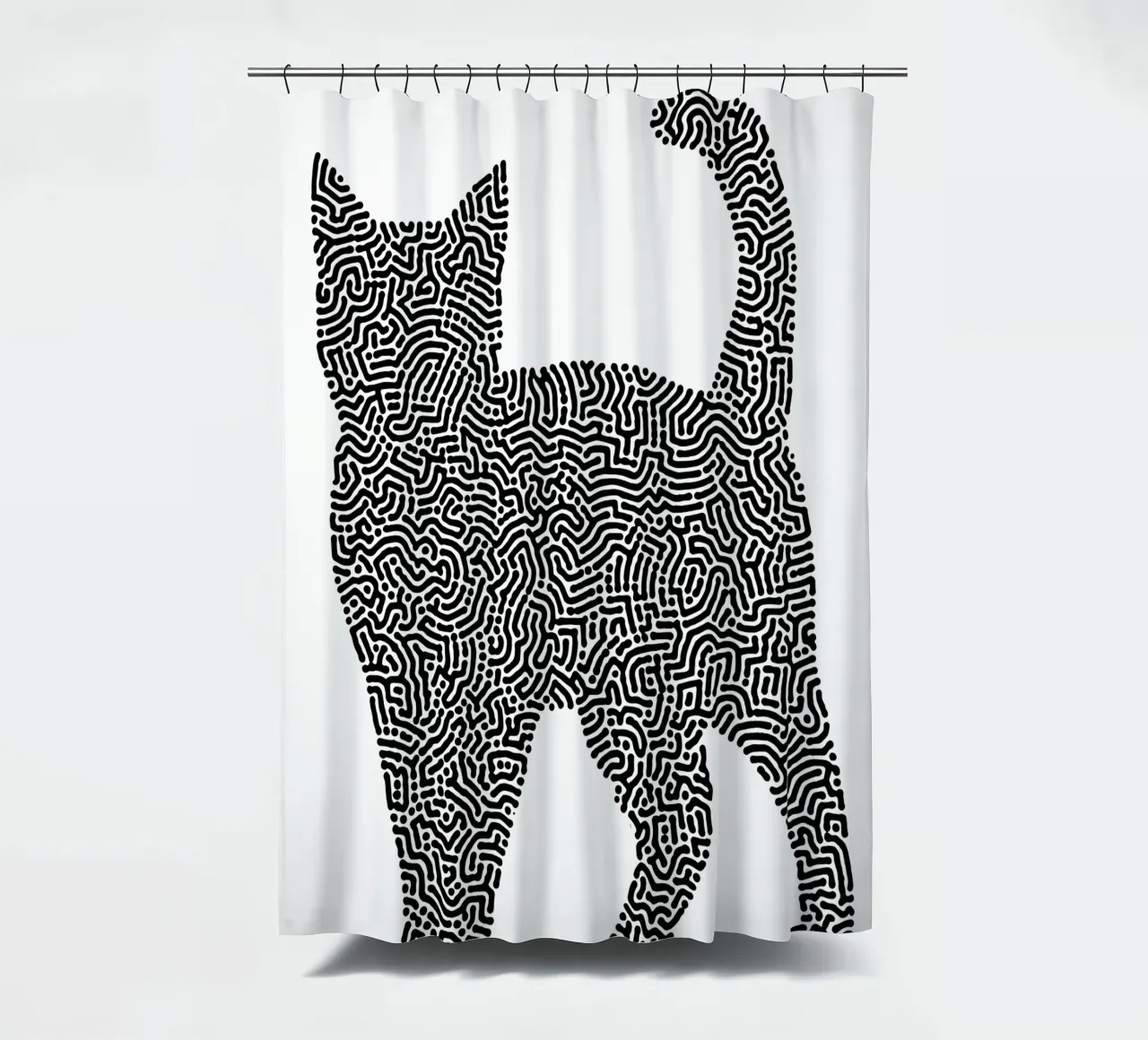 Gatti Zendoodle | Line Art in bianco e nero tenda da doccia da Autofocus