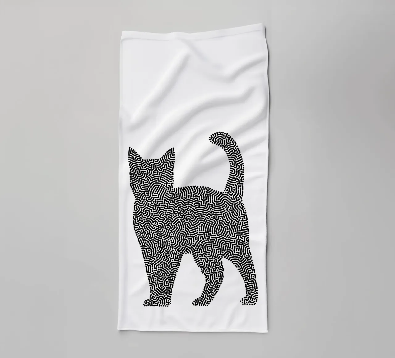 Gatti Zendoodle | Line Art in bianco e nero asciugamano da bagno da Autofocus
