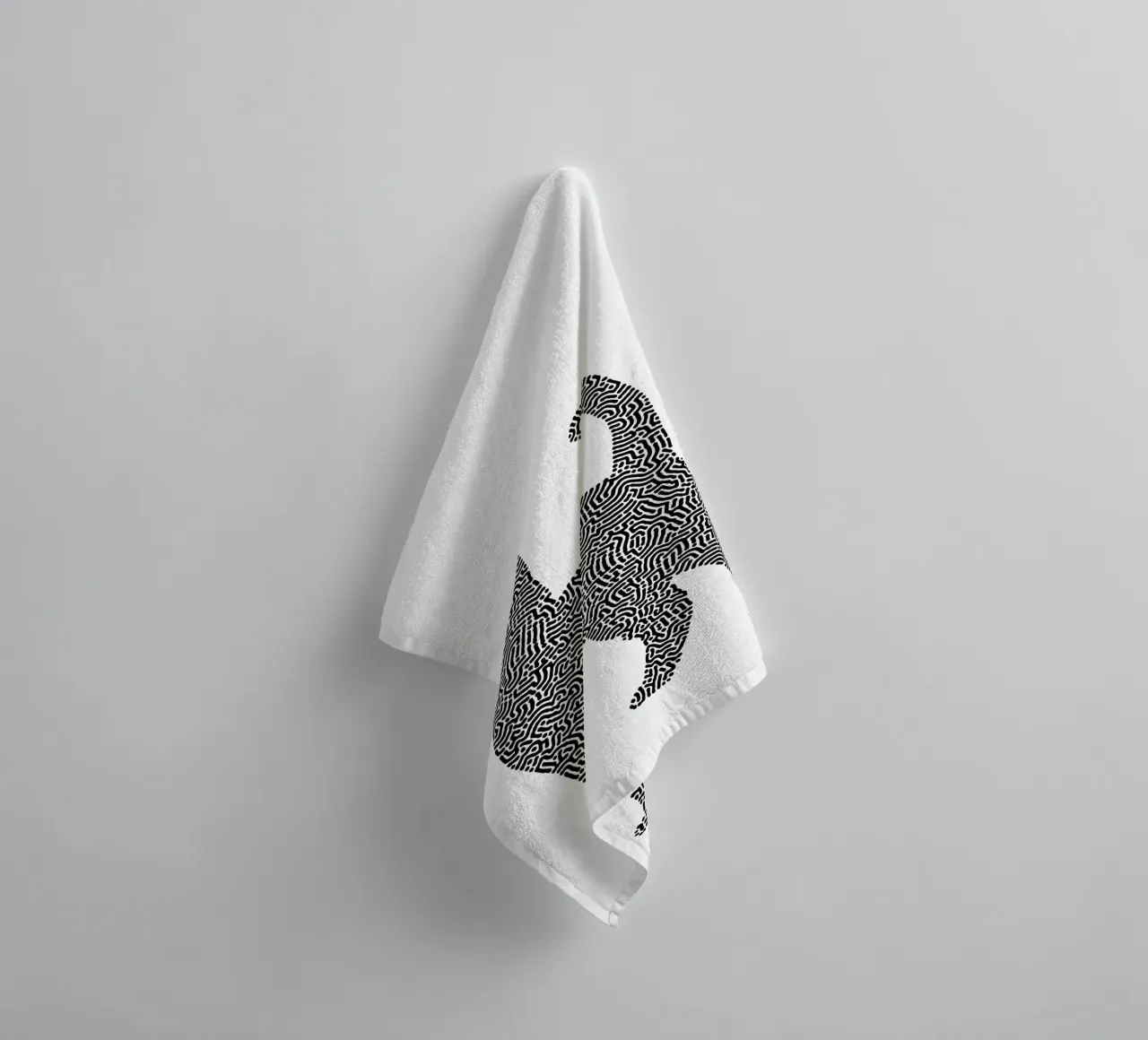 Gatti Zendoodle | Line Art in bianco e nero asciugamano da bagno da Autofocus