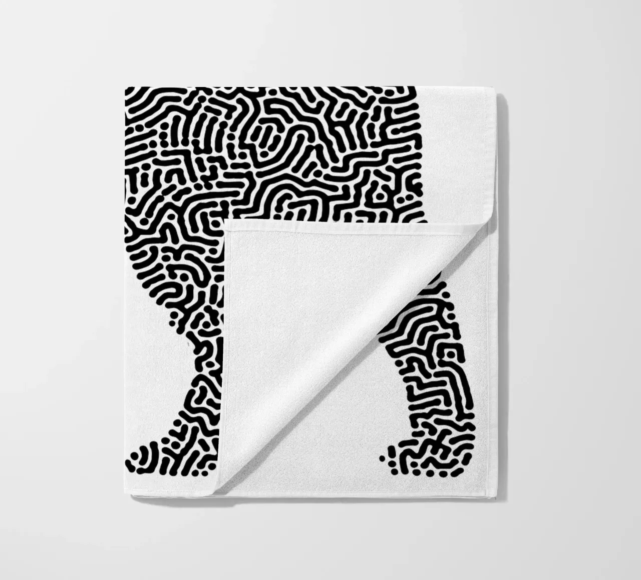 Gatti Zendoodle | Line Art in bianco e nero telo mare da Autofocus