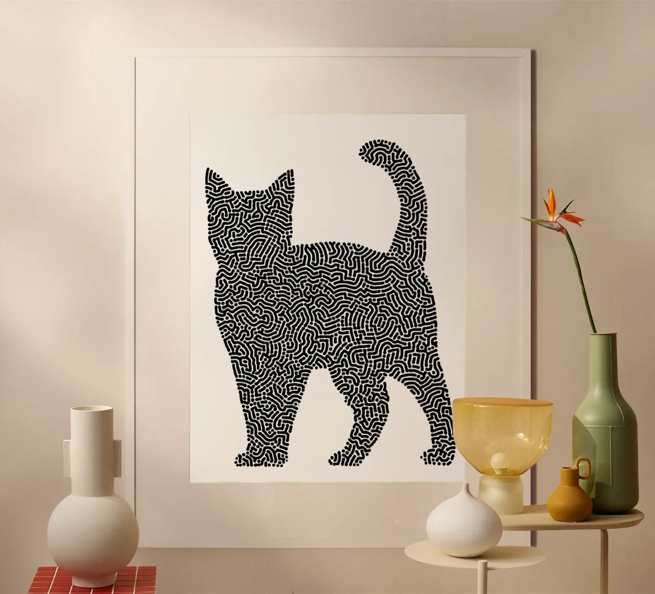 chats Zendoodle | Line Art en noir et blanc poster de Autofocus