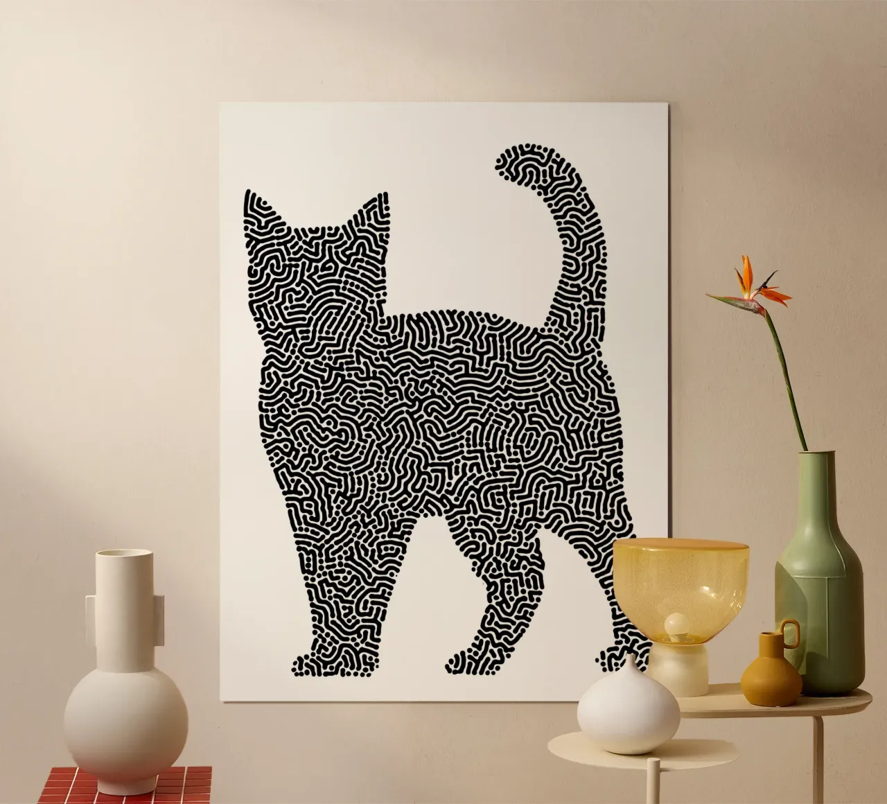 chats Zendoodle | Line Art en noir et blanc poster de Autofocus