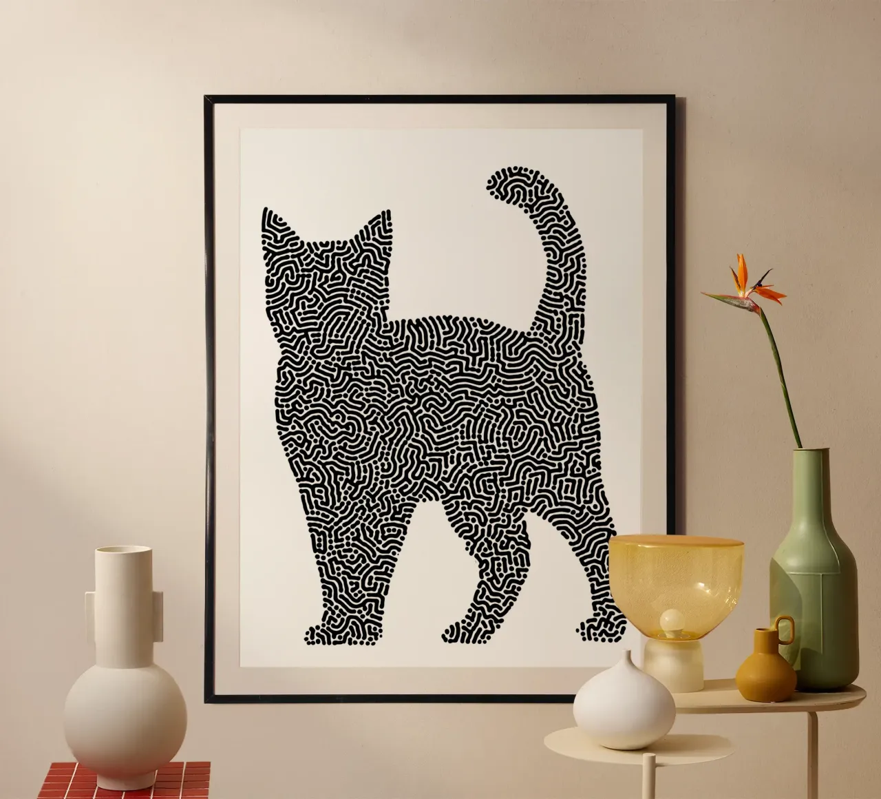 chats Zendoodle | Line Art en noir et blanc poster de Autofocus