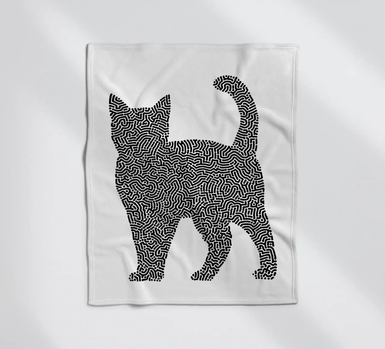 Gatti Zendoodle | Line Art in bianco e nero coperta in pile da Autofocus