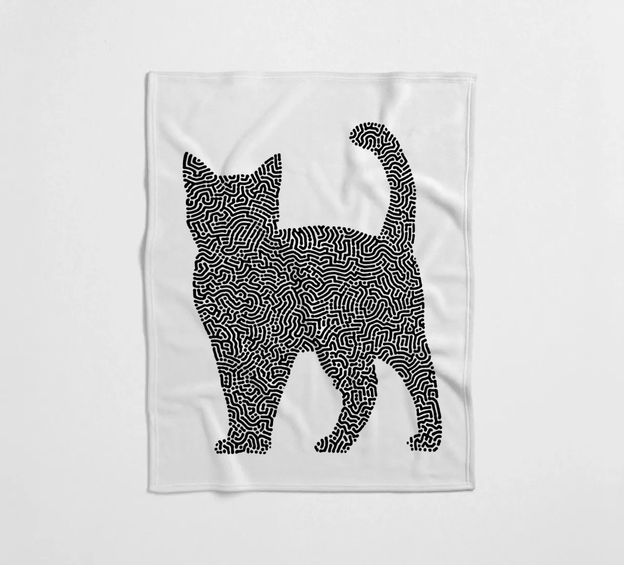 Gatti Zendoodle | Line Art in bianco e nero coperta in pile da Autofocus