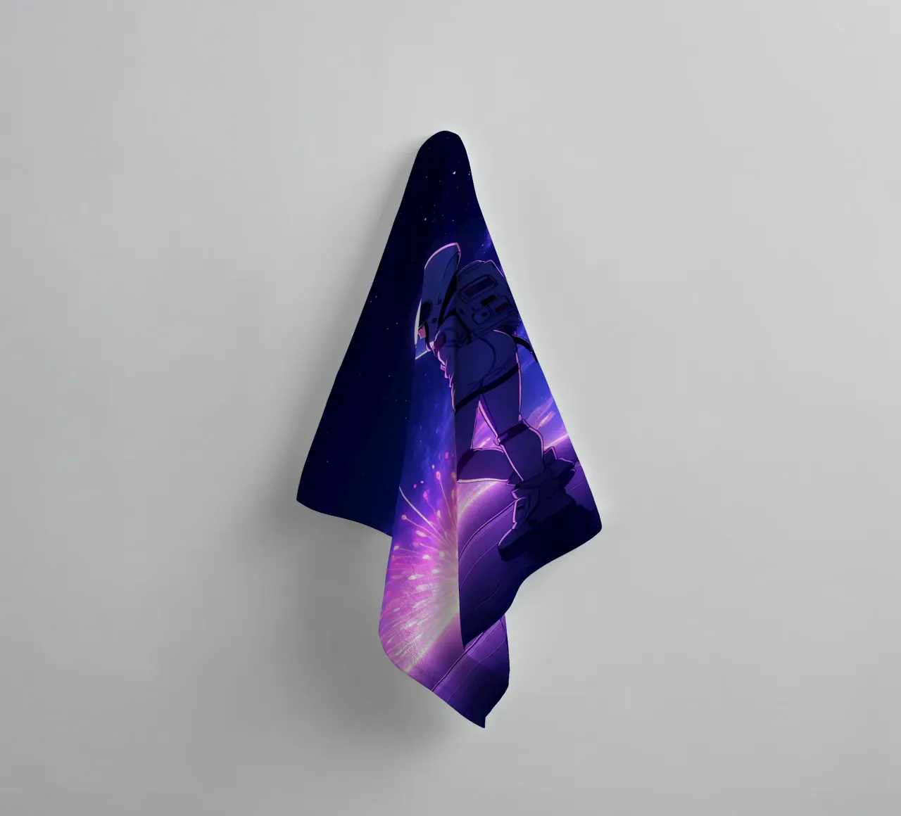 An Astronaut Standing Near Space Burst Lofi Art towel by LoFi Gallery