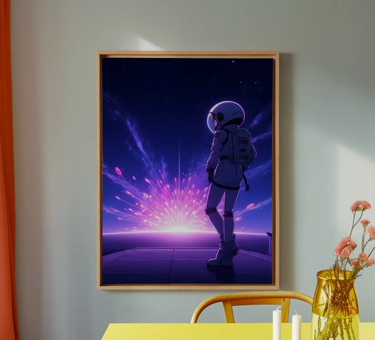 An Astronaut Standing Near Space Burst Lofi Art canvas by LoFi Gallery