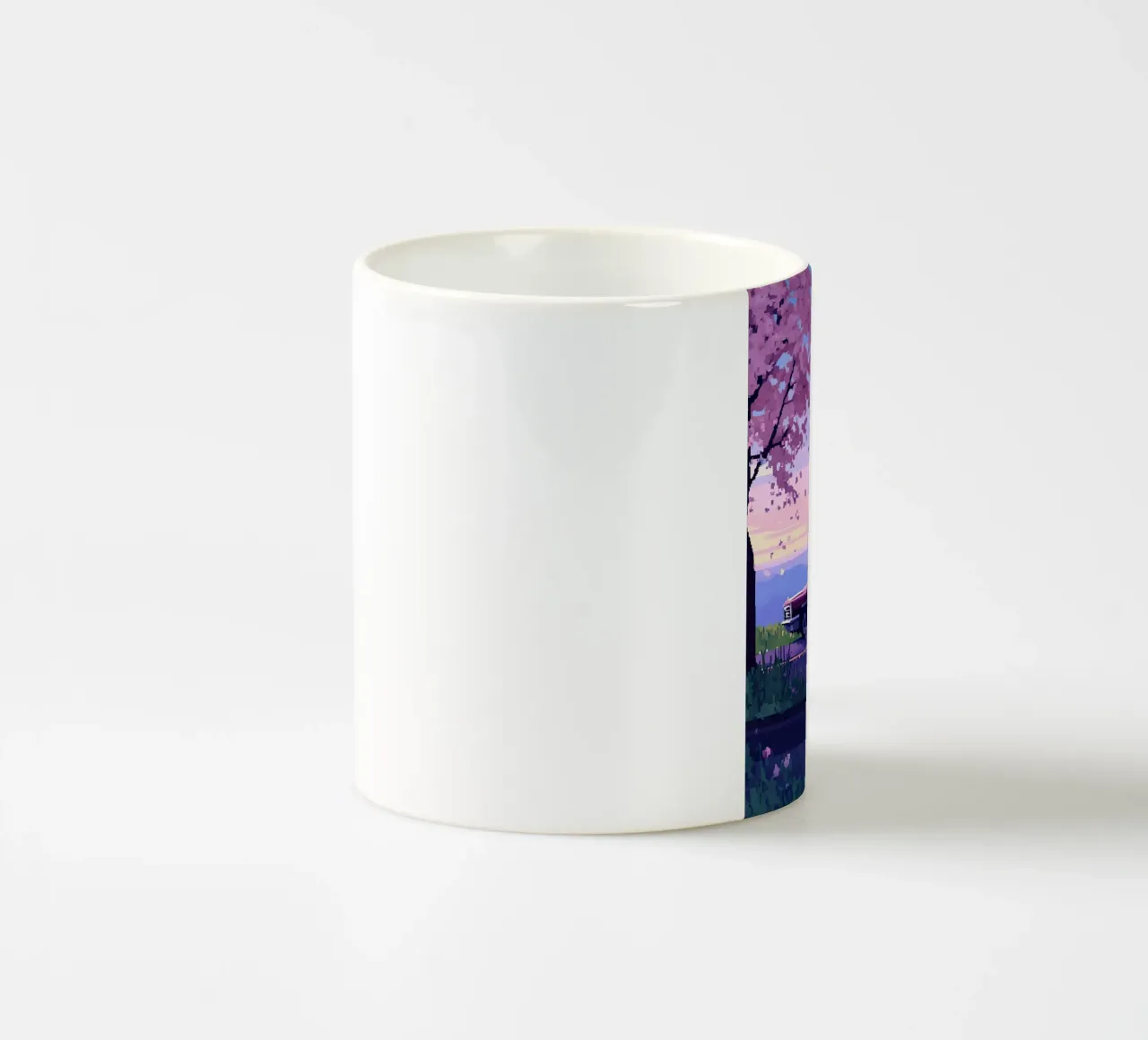 Un'auto retrò con fiori di ciliegio Lofi Art tazza in ceramica da LoFi Gallery
