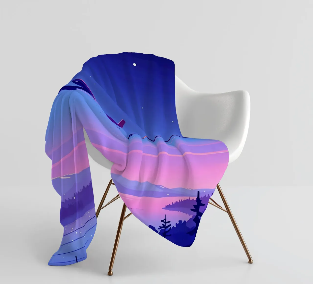 An Airplane Flying Above The River Forest Lofi Art fleece blanket by LoFi Gallery