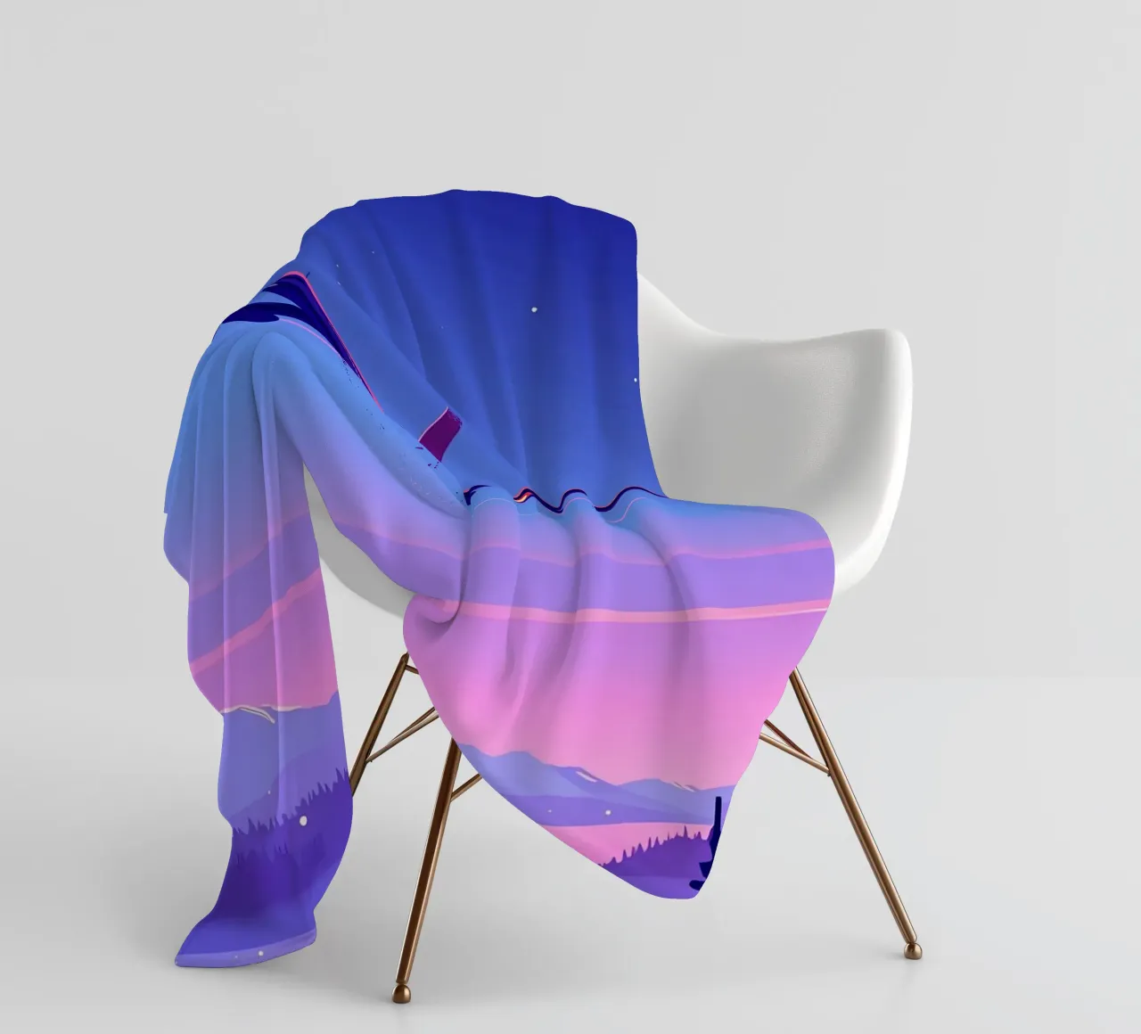 An Airplane Flying Above The River Forest Lofi Art fleece blanket by LoFi Gallery