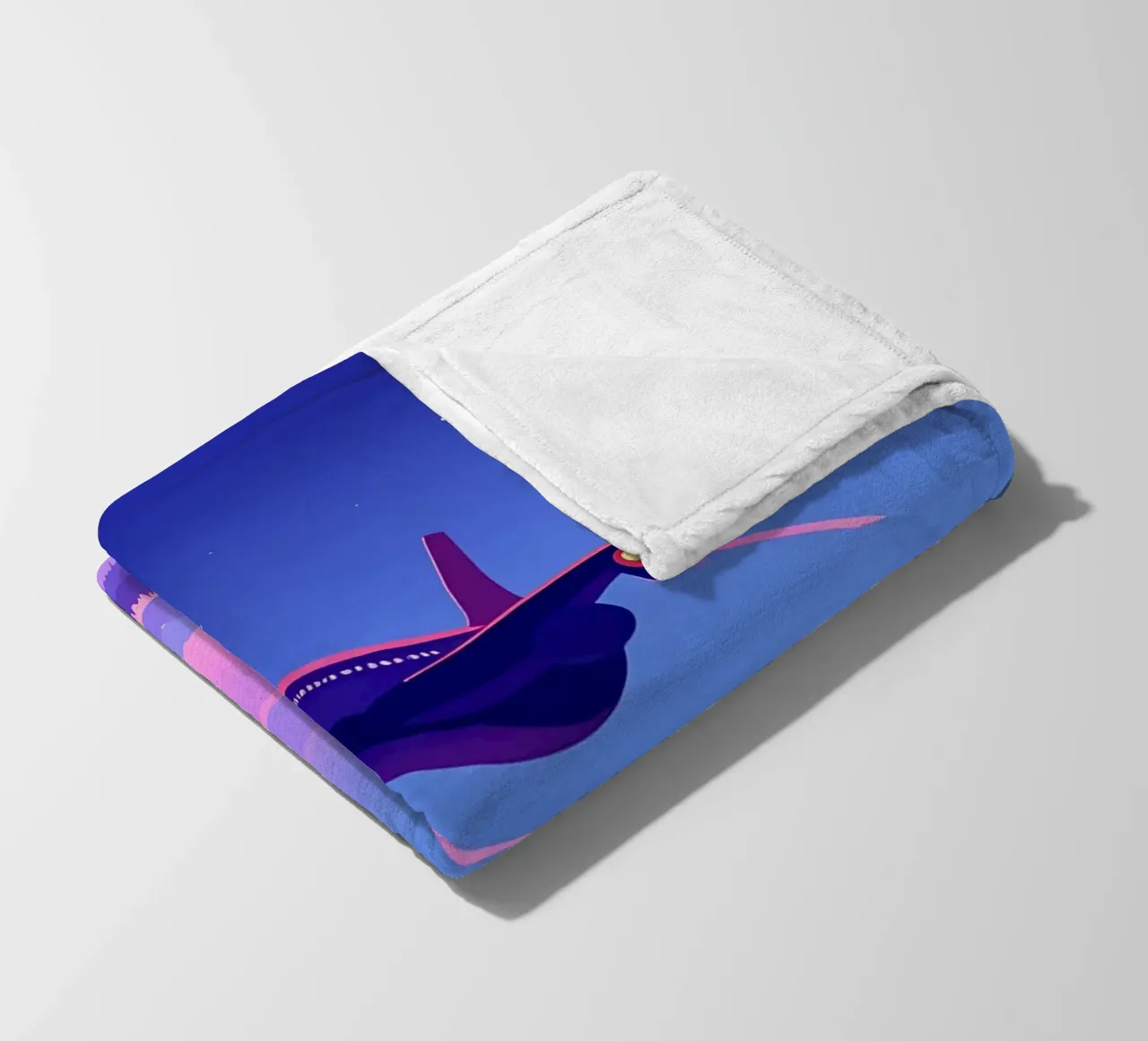 An Airplane Flying Above The River Forest Lofi Art fleece blanket by LoFi Gallery