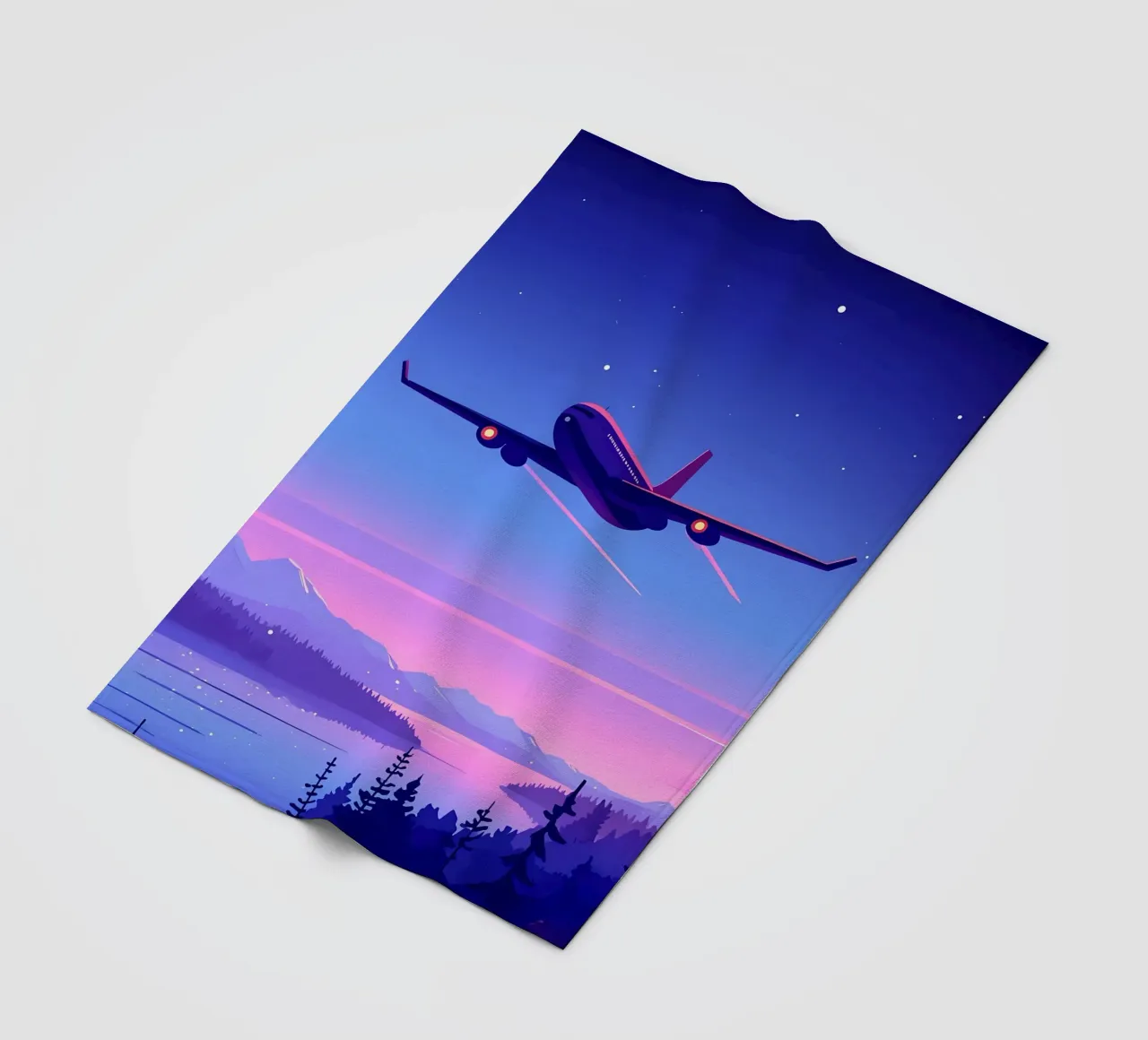 An Airplane Flying Above The River Forest Lofi Art fleece blanket by LoFi Gallery