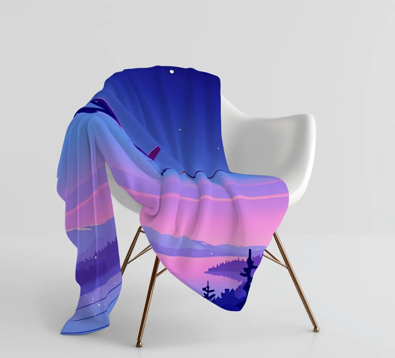 An Airplane Flying Above The River Forest Lofi Art fleece blanket by LoFi Gallery
