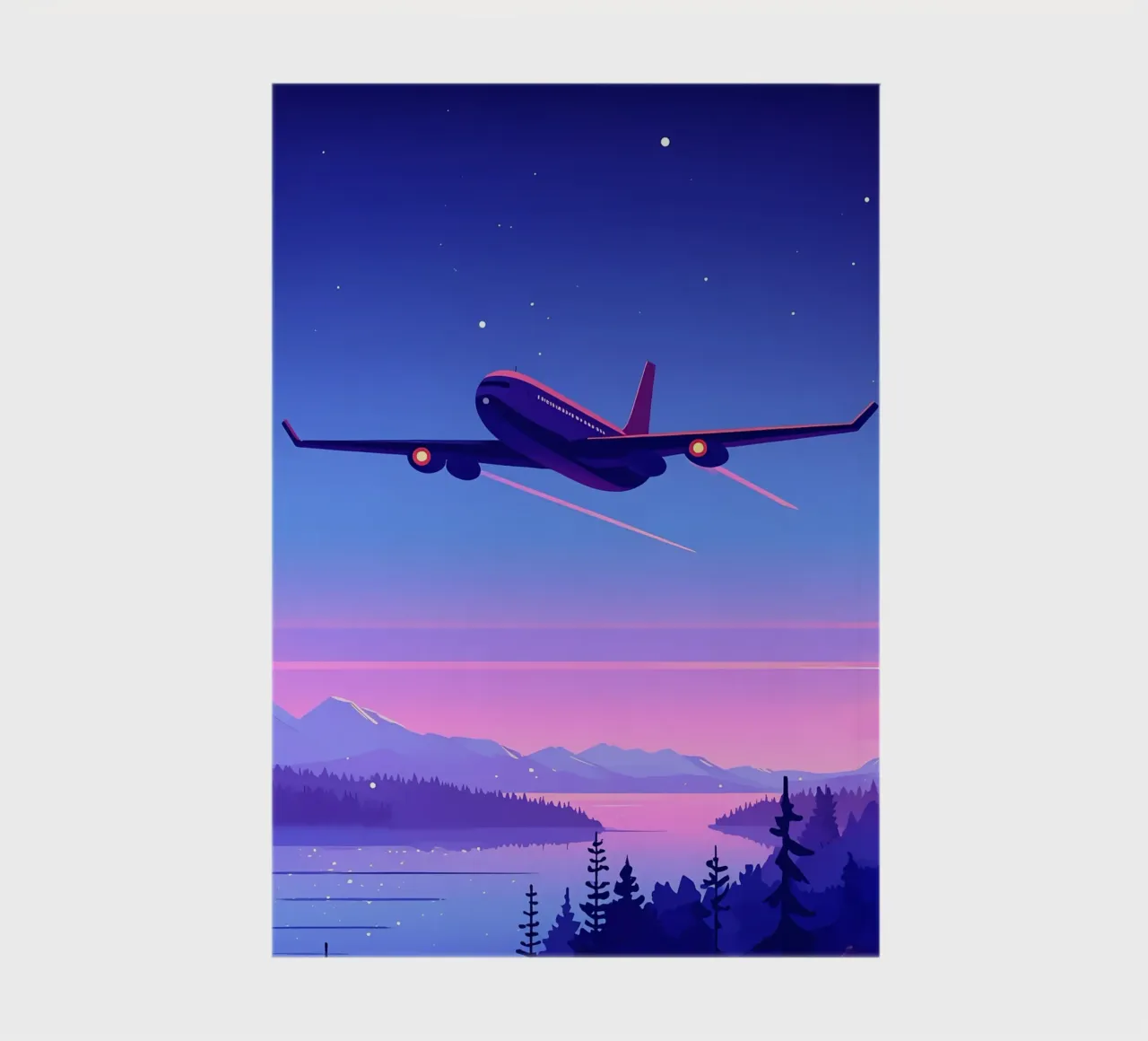 An Airplane Flying Above The River Forest Lofi Art notebook by LoFi Gallery