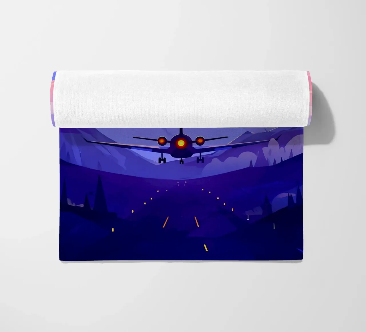 Un aereo che atterra in montagna Pista Lofi Art telo mare da LoFi Gallery