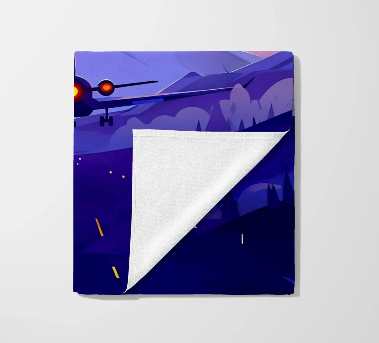 Un aereo che atterra in montagna Pista Lofi Art telo mare da LoFi Gallery