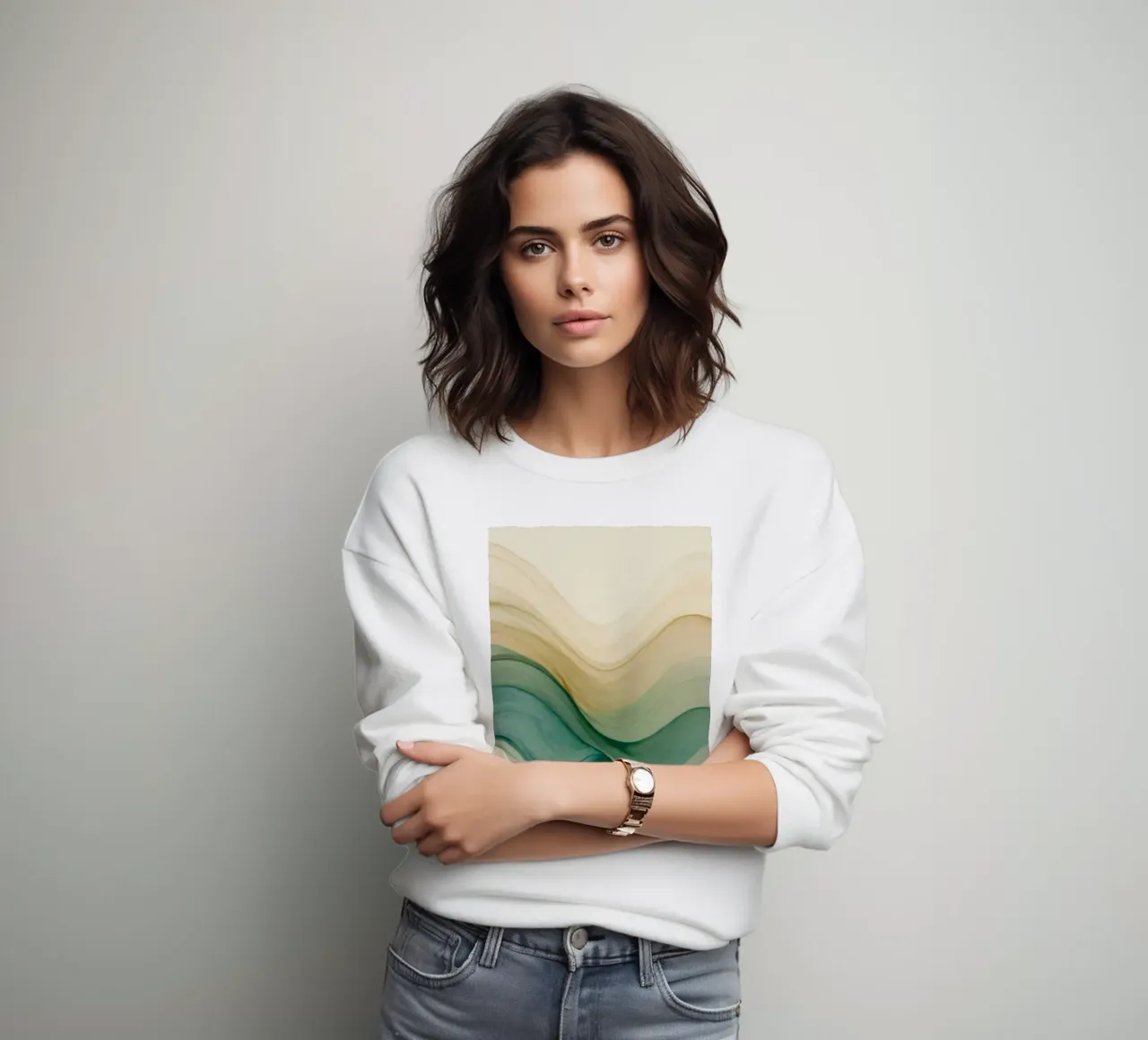 Elegante abstrakte Wellen in sanften Tönen schaffen ein beruhigendes Kunstwerk Sweatshirt von DesignDoodle