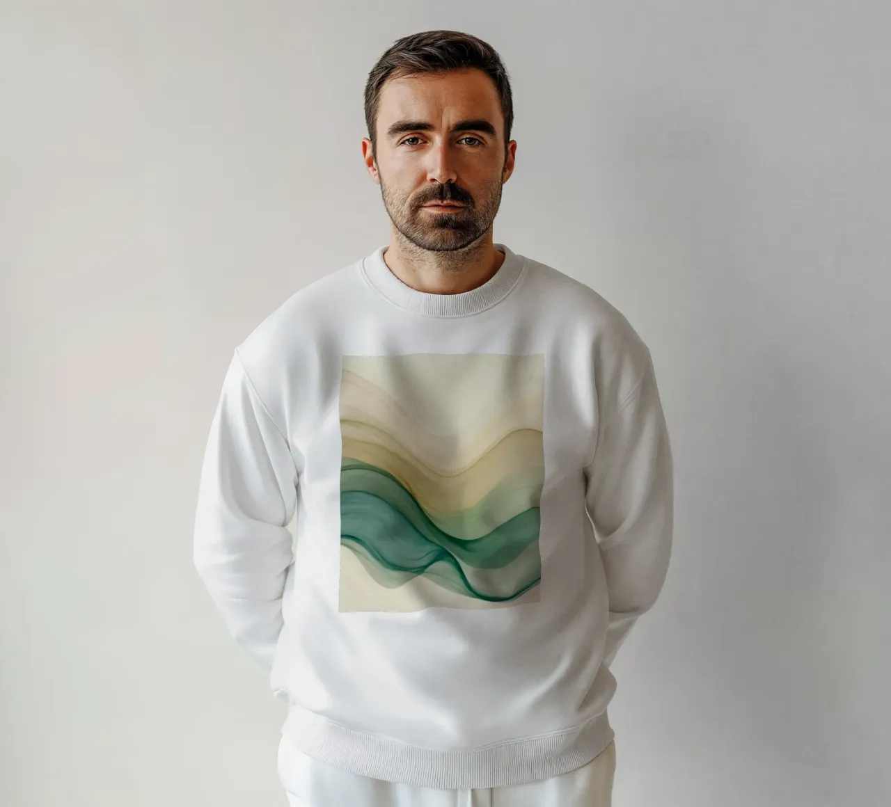 Elegante abstrakte Wellen in sanften Tönen schaffen ein beruhigendes Kunstwerk Sweatshirt von DesignDoodle