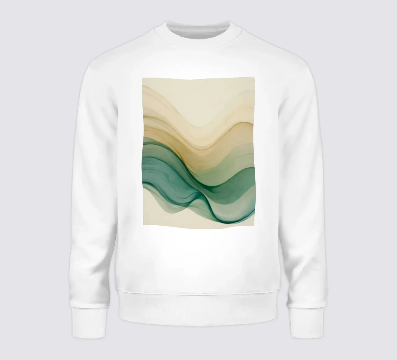 Elegant abstract waves in soft tones create a calming art sweatshirt by DesignDoodle