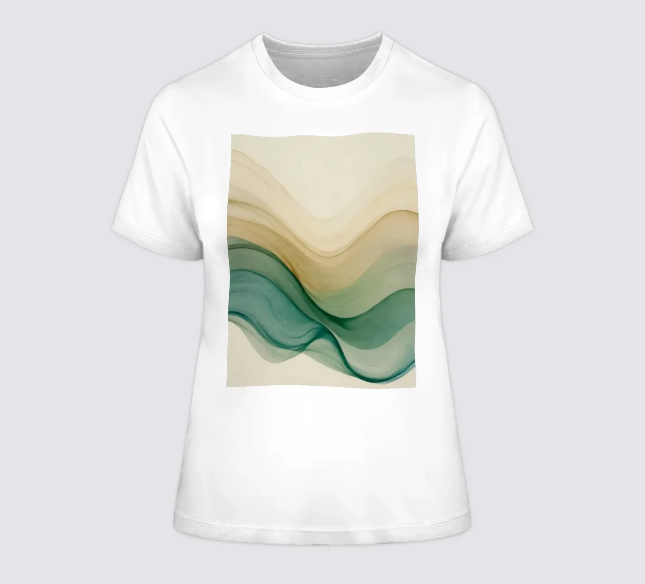 Elegant abstract waves in soft tones create a calming art women's fitted t-shirt by DesignDoodle