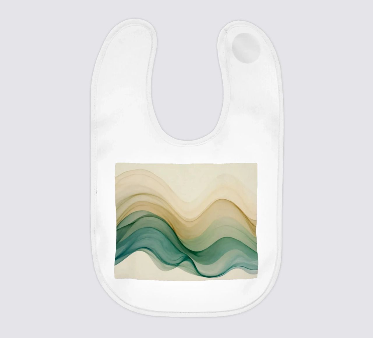 Elegant abstract waves in soft tones create a calming art baby bib by DesignDoodle