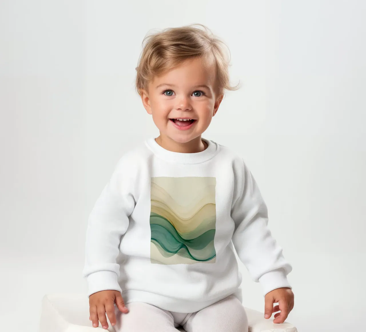 Elegant abstract waves in soft tones create a calming art baby sweatshirt by DesignDoodle