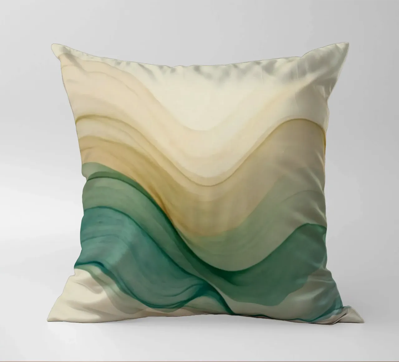 Elegant abstract waves in soft tones create a calming art decorative cushion by DesignDoodle