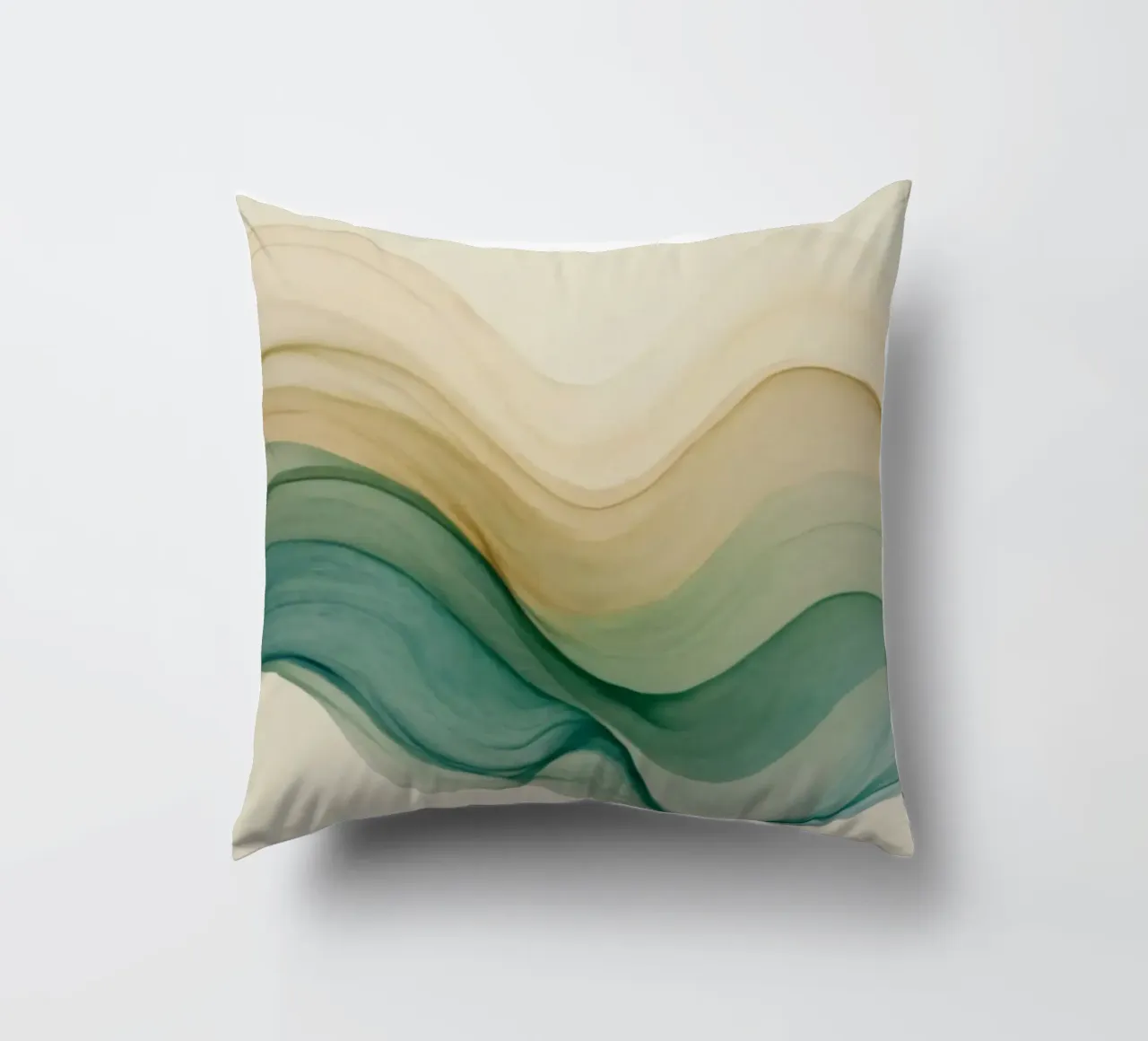 Elegant abstract waves in soft tones create a calming art decorative cushion by DesignDoodle