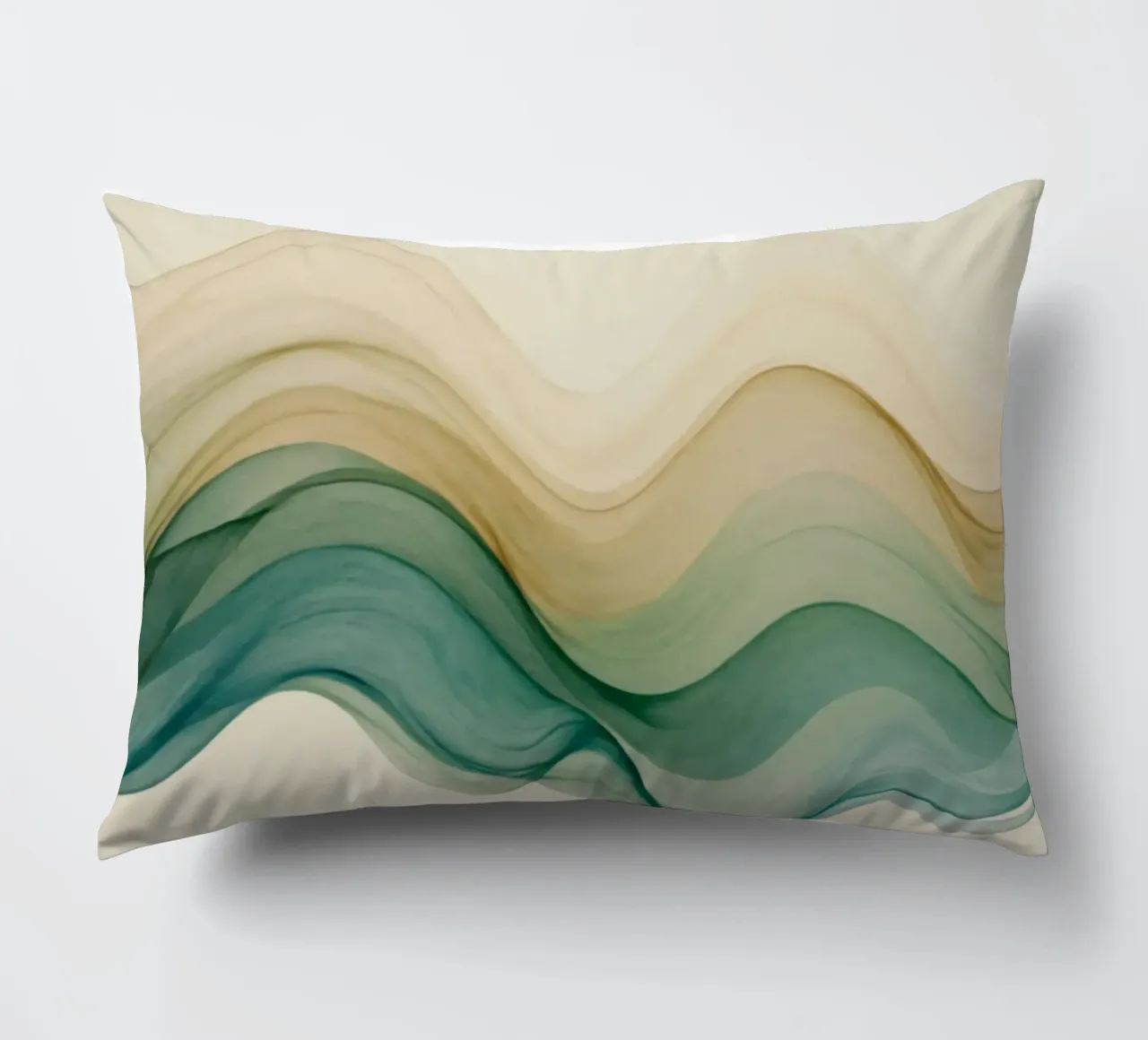 Elegant abstract waves in soft tones create a calming art decorative cushion by DesignDoodle
