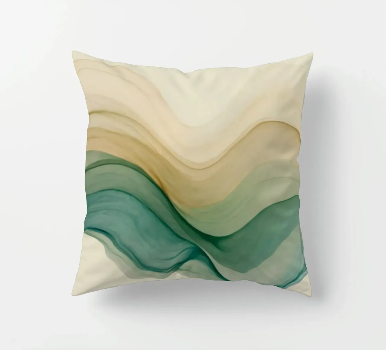 Elegant abstract waves in soft tones create a calming art decorative cushion by DesignDoodle