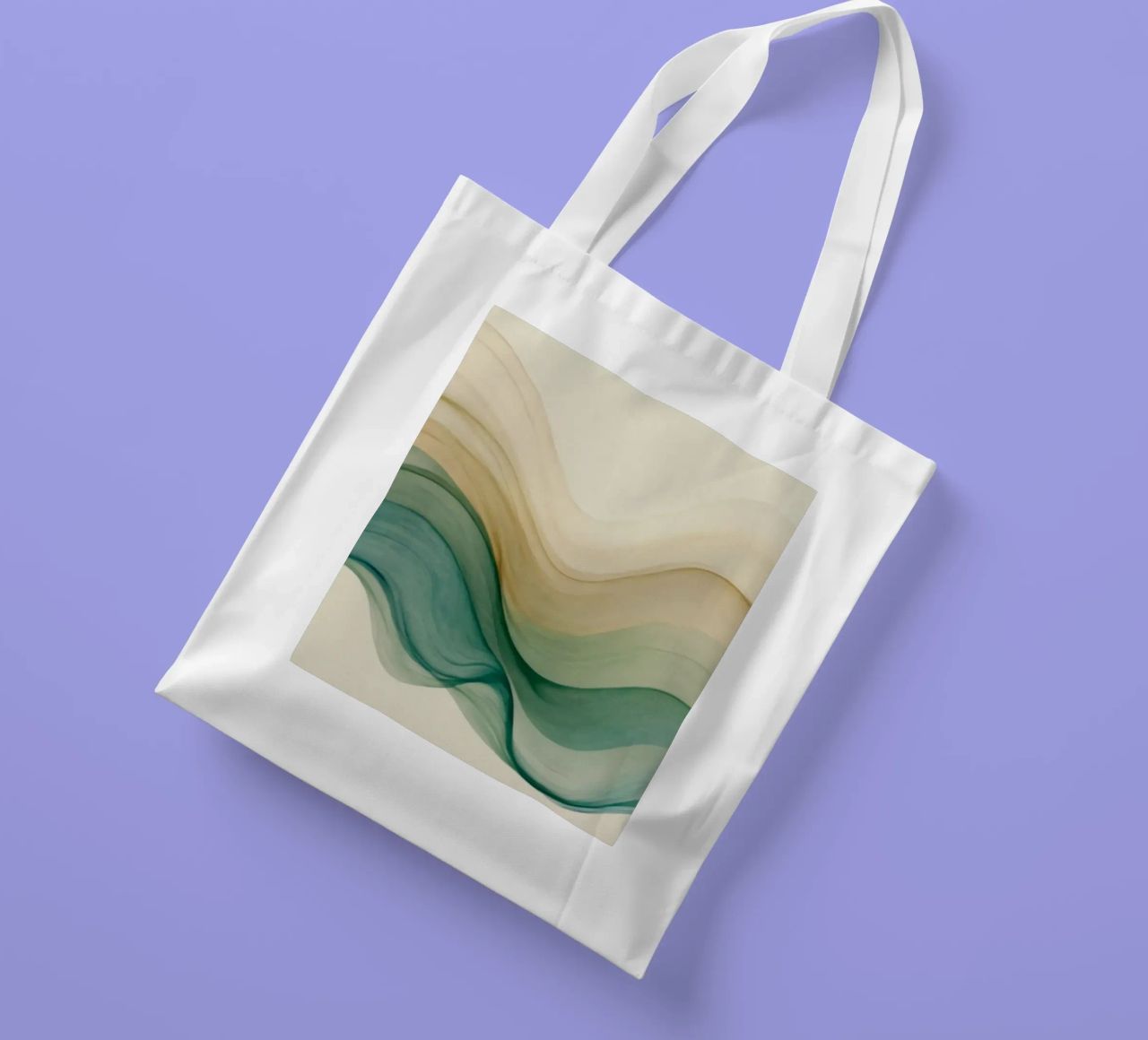 Elegant abstract waves in soft tones create a calming art tote bag by DesignDoodle