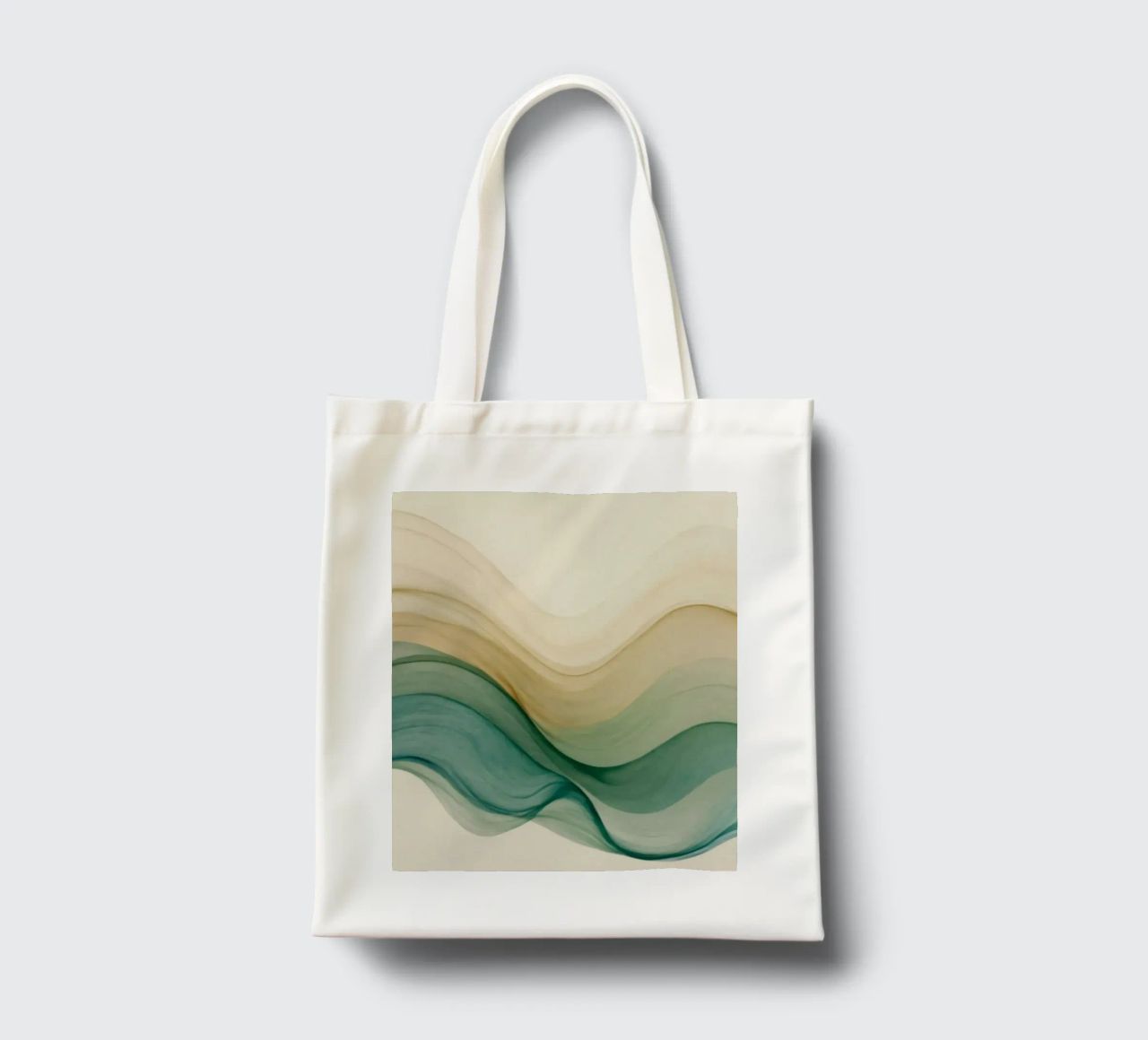 Elegant abstract waves in soft tones create a calming art tote bag by DesignDoodle
