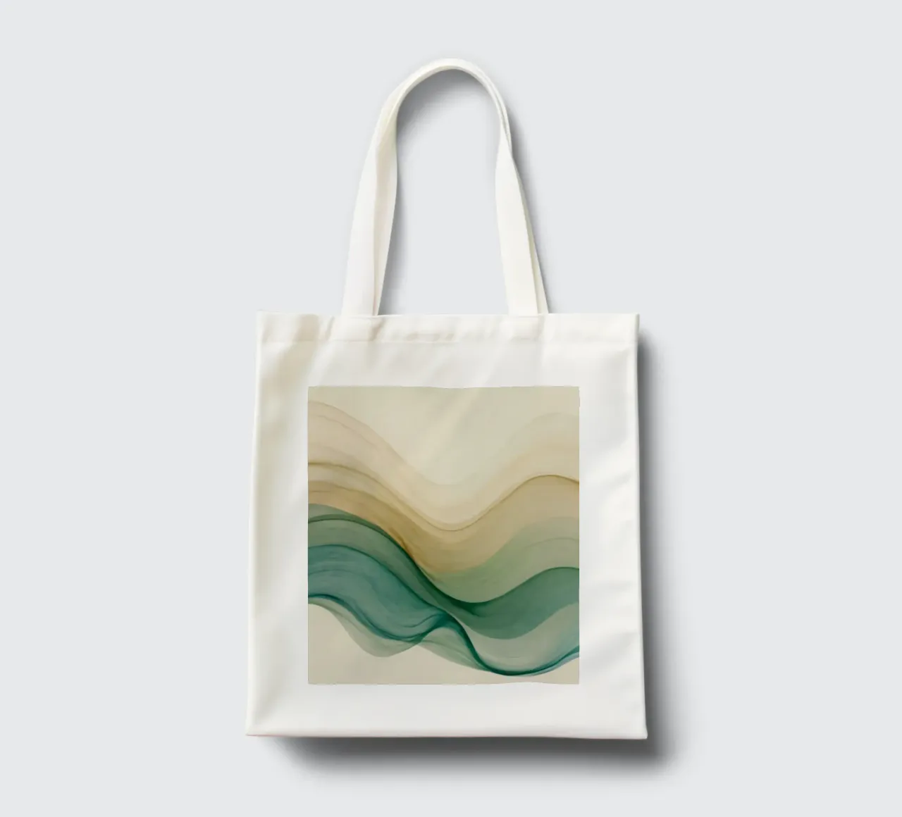 Elegante abstrakte Wellen in sanften Tönen schaffen ein beruhigendes Kunstwerk Jutebeutel von DesignDoodle