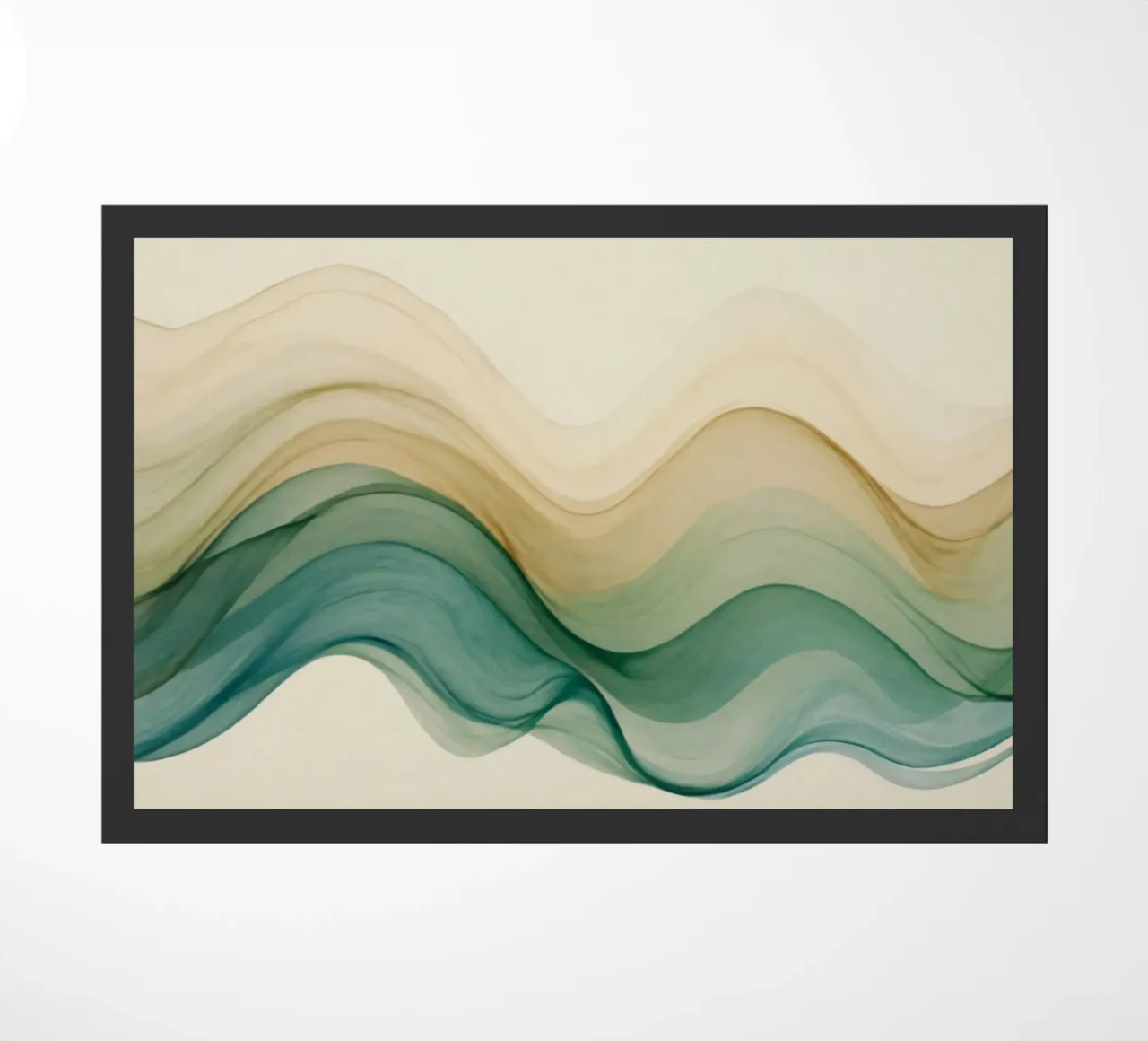 Elegant abstract waves in soft tones create a calming art doormat by DesignDoodle