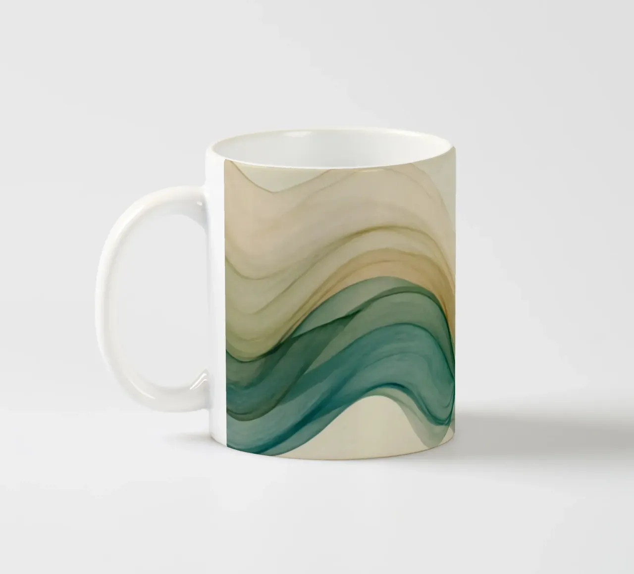 D'élégantes vagues abstraites dans des tons doux créent un art apaisant. mug en céramique de DesignDoodle