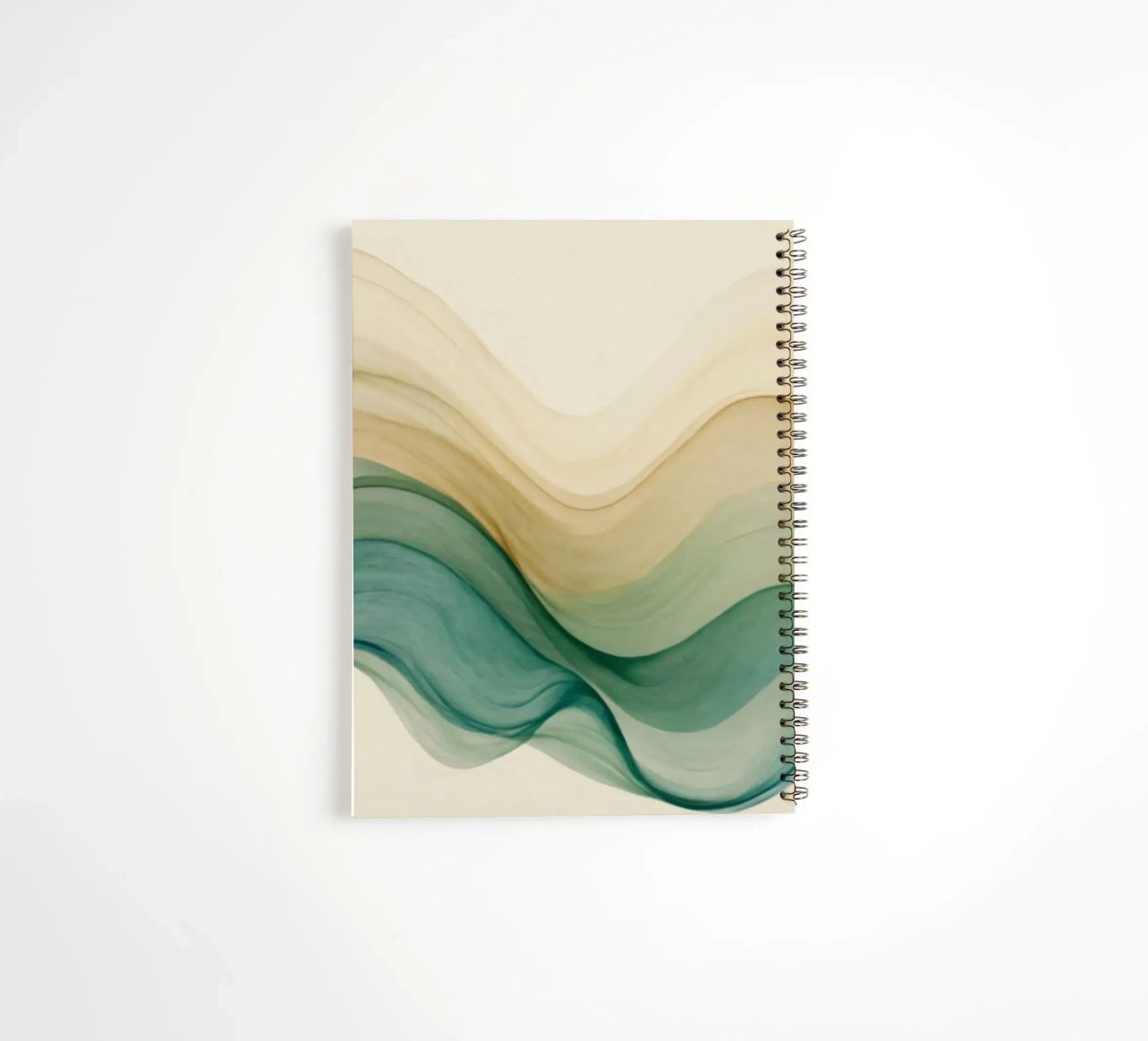 Elegant abstract waves in soft tones create a calming art spiral notebook by DesignDoodle