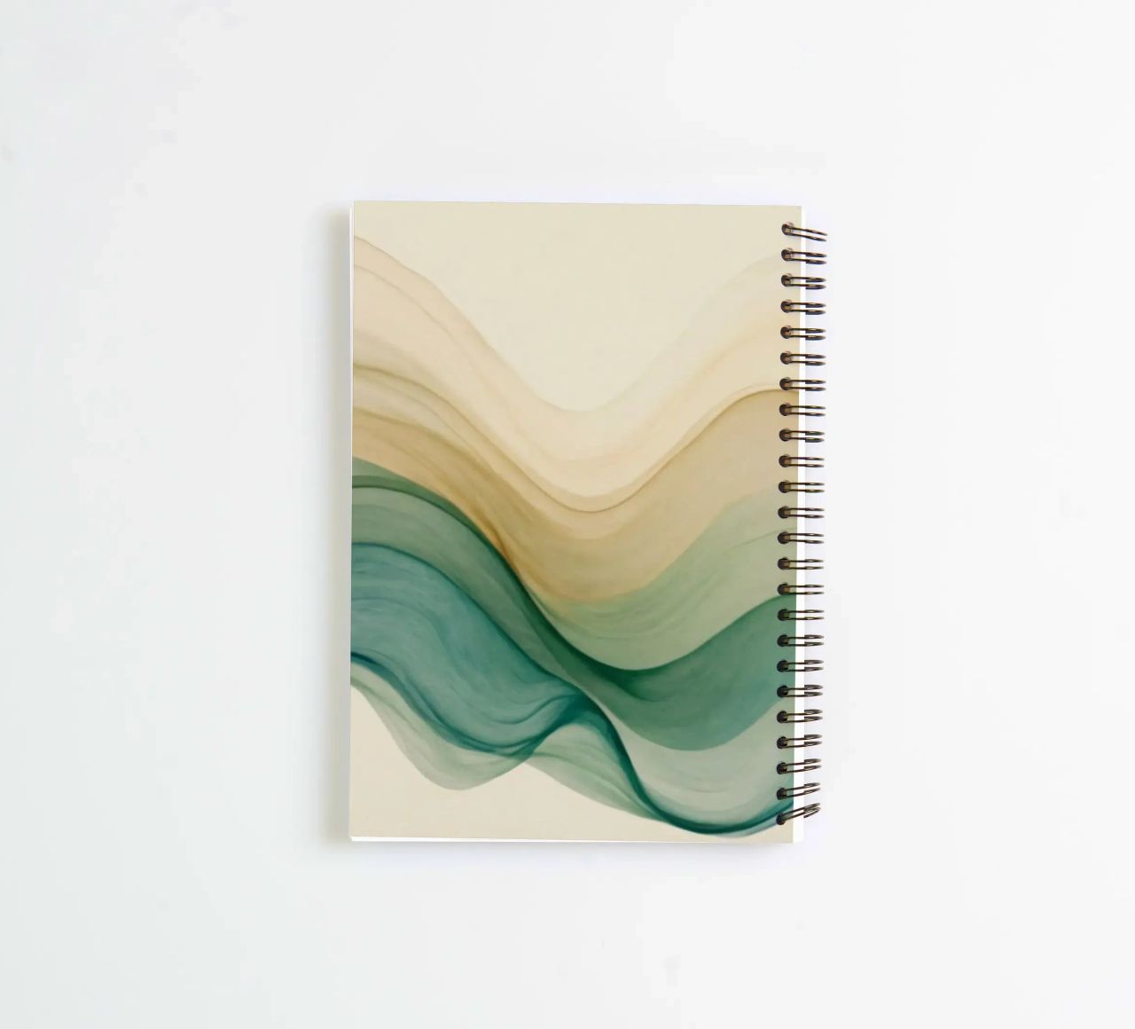 Elegant abstract waves in soft tones create a calming art spiral notebook by DesignDoodle