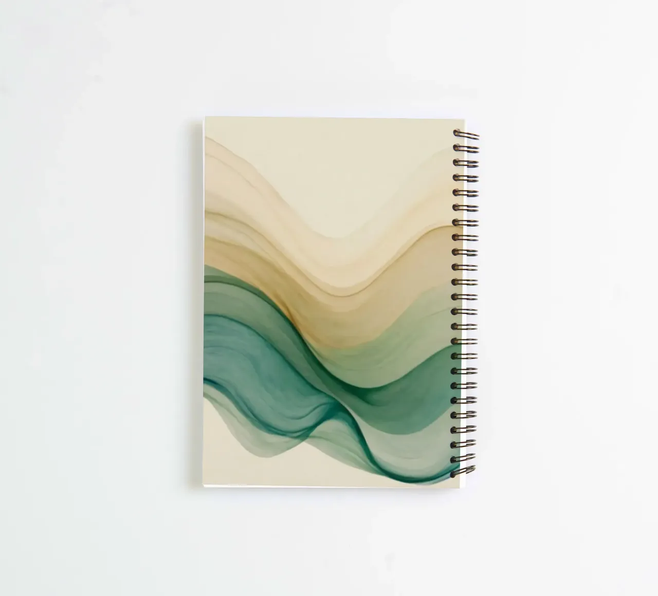 Elegant abstract waves in soft tones create a calming art spiral notebook by DesignDoodle