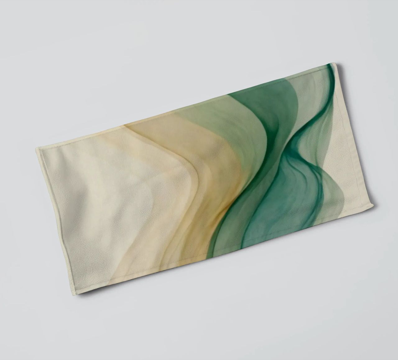 Elegant abstract waves in soft tones create a calming art towel by DesignDoodle
