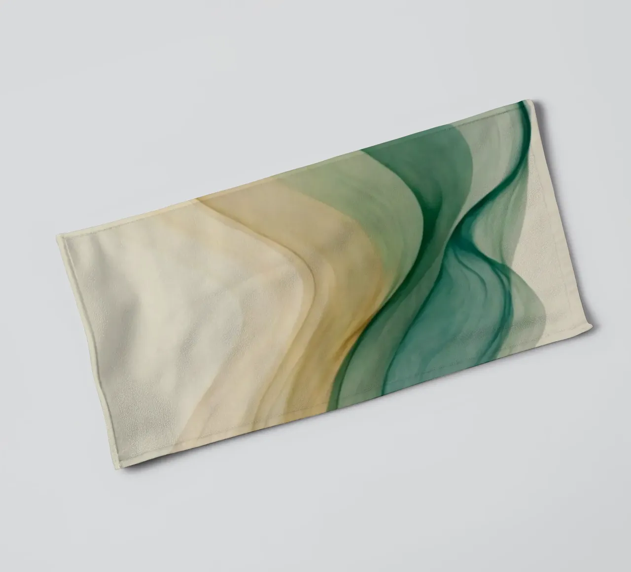 Elegant abstract waves in soft tones create a calming art towel by DesignDoodle