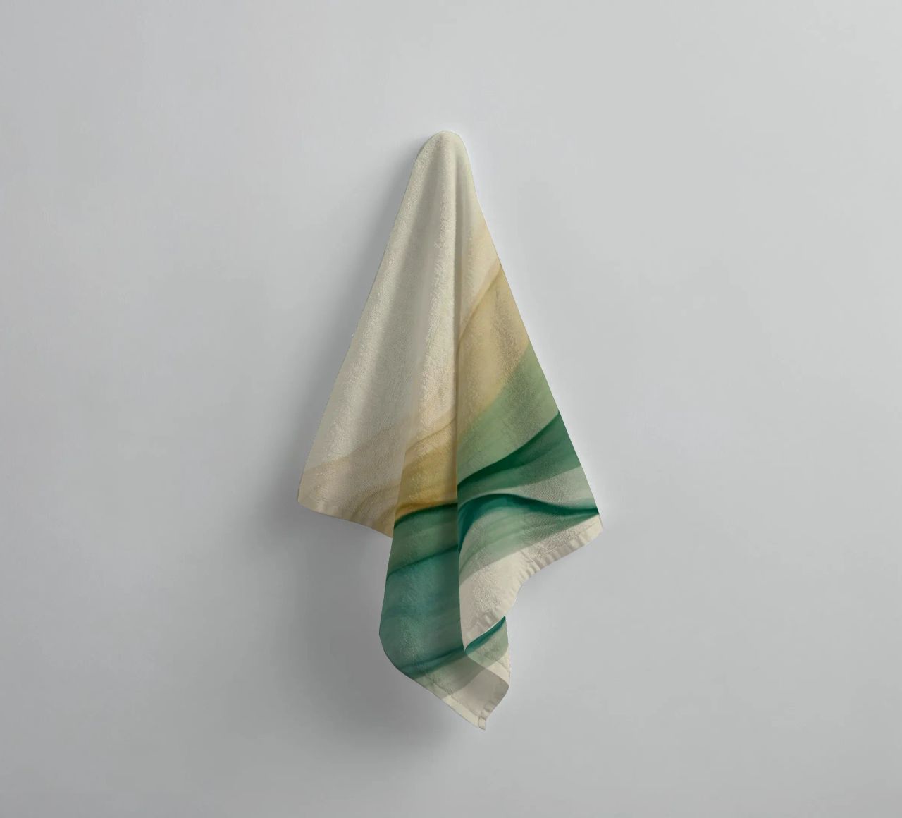 Elegant abstract waves in soft tones create a calming art towel by DesignDoodle