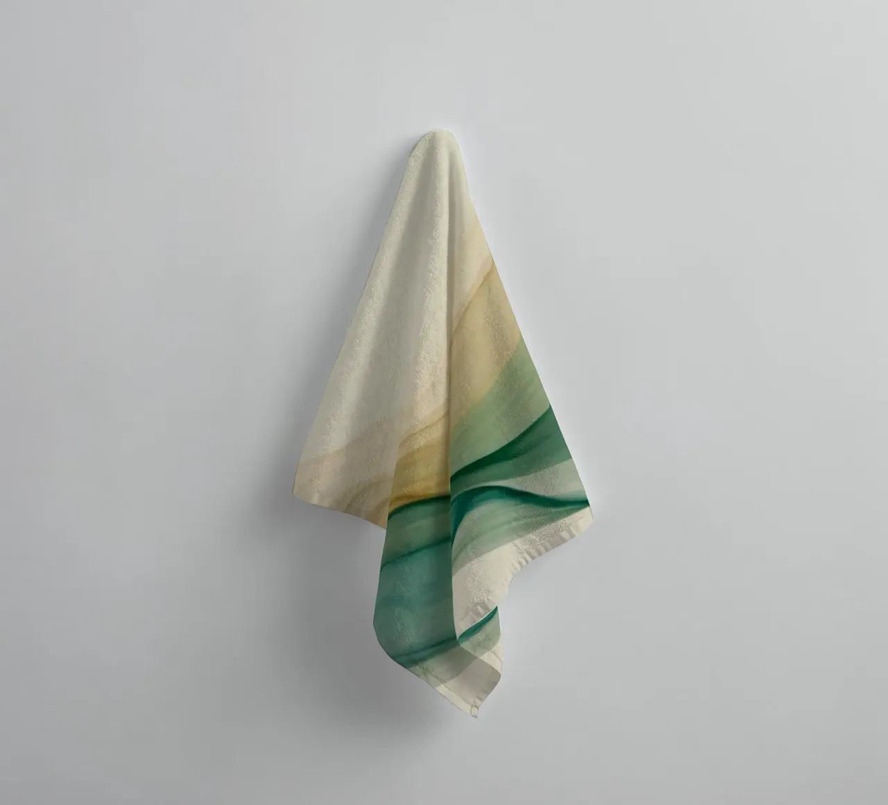 Elegant abstract waves in soft tones create a calming art towel by DesignDoodle