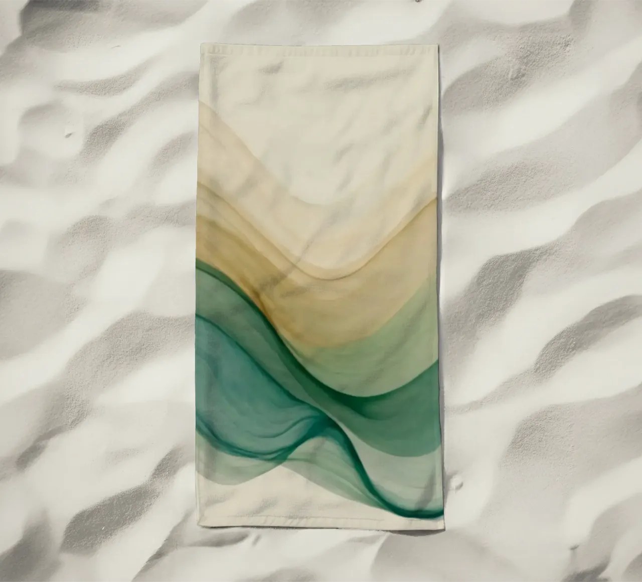 Elegant abstract waves in soft tones create a calming art beach towel by DesignDoodle