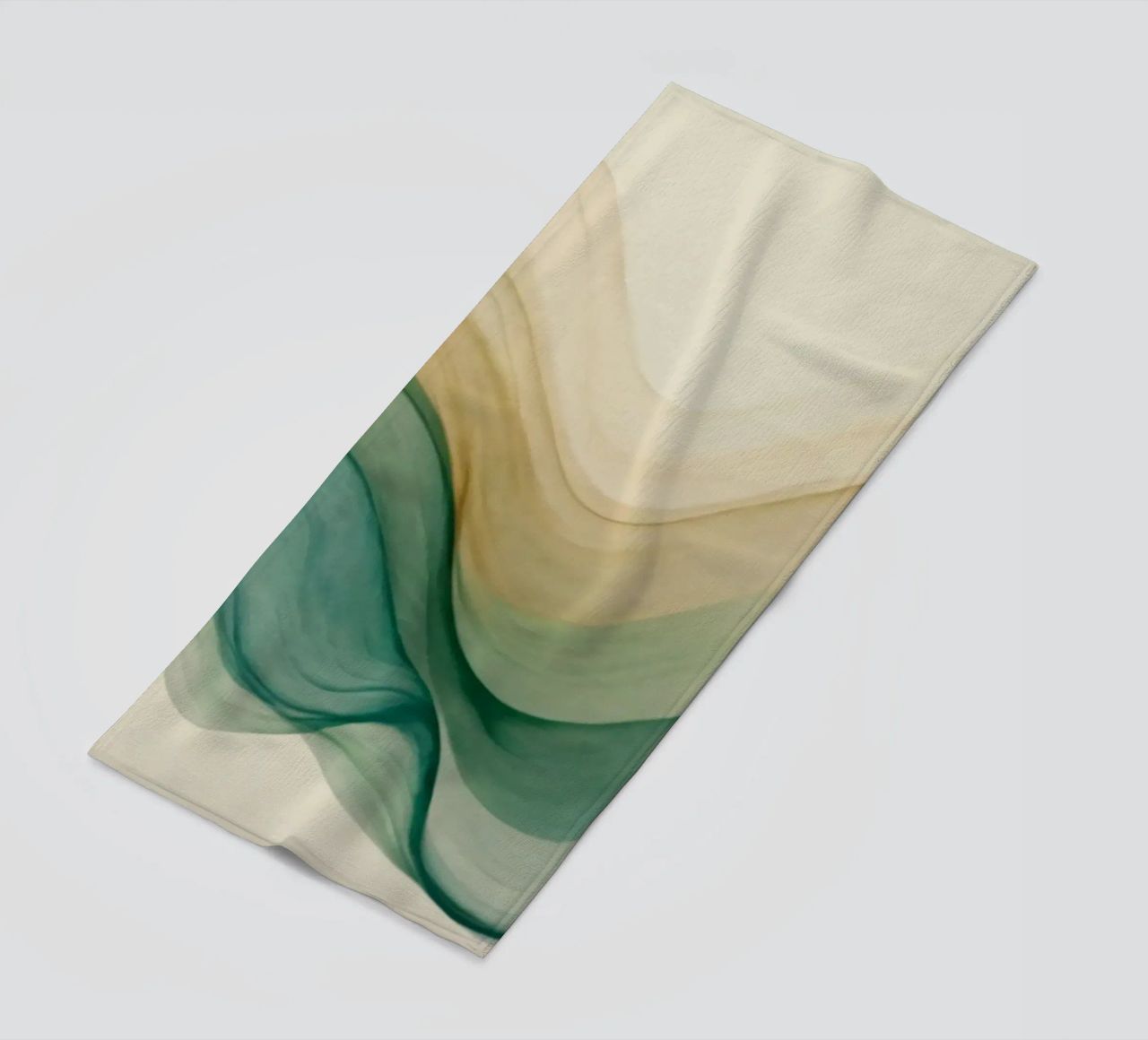 Elegant abstract waves in soft tones create a calming art beach towel by DesignDoodle