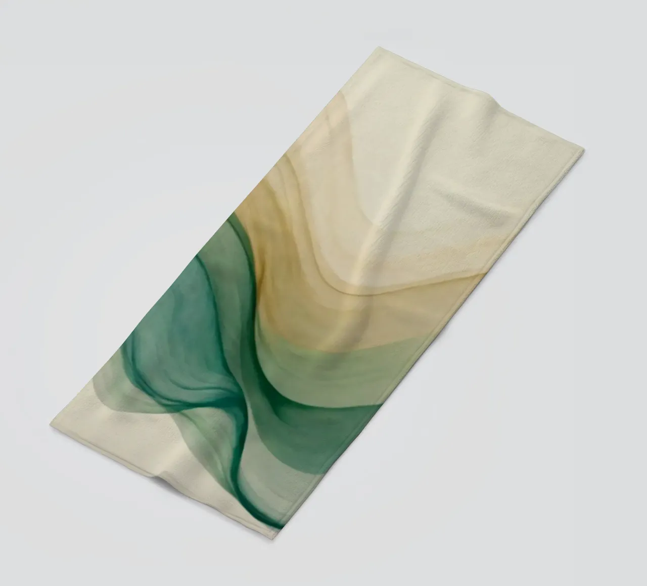 Elegant abstract waves in soft tones create a calming art beach towel by DesignDoodle