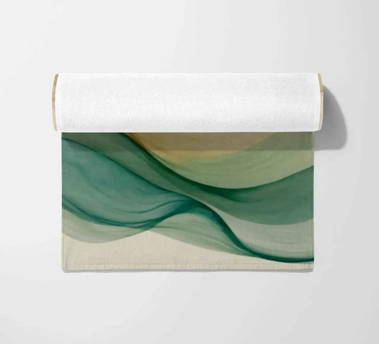 Elegant abstract waves in soft tones create a calming art beach towel by DesignDoodle
