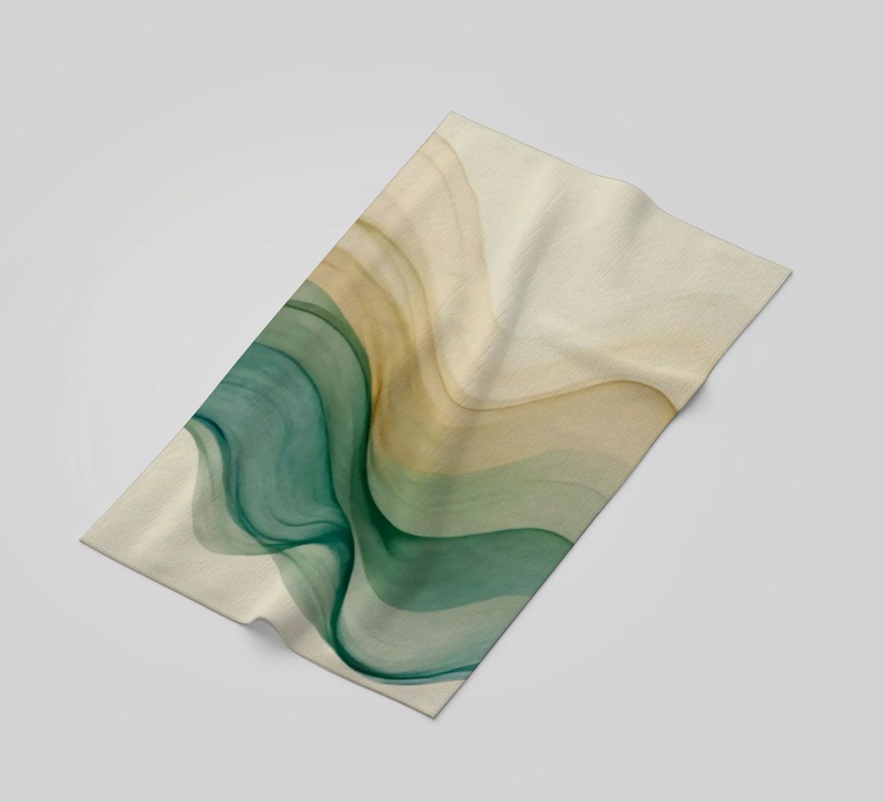 Elegant abstract waves in soft tones create a calming art beach towel by DesignDoodle