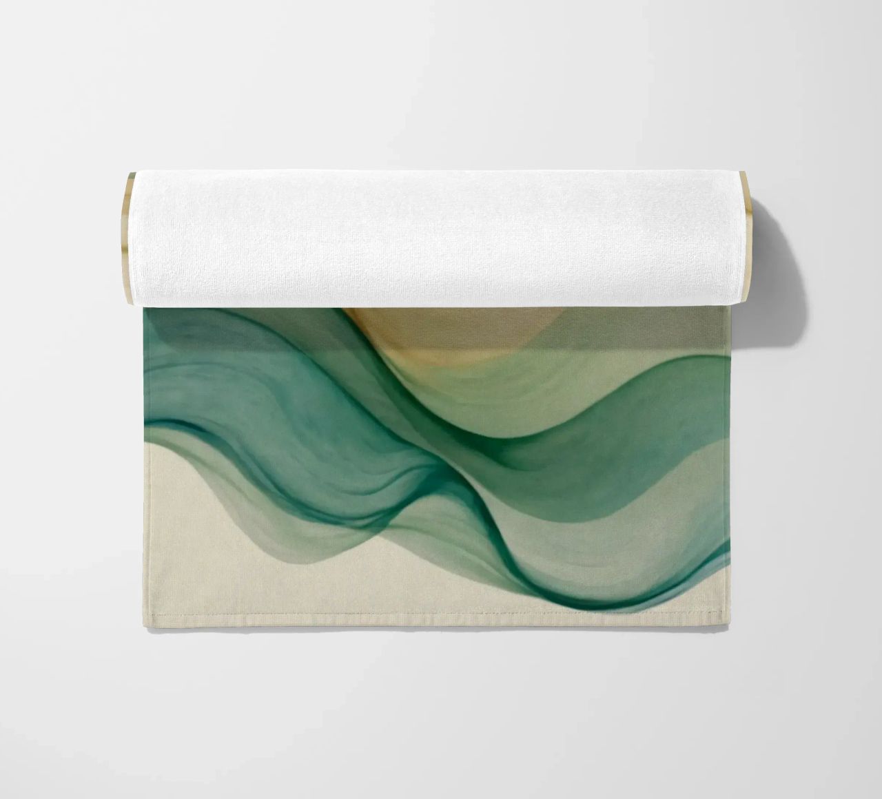 Elegant abstract waves in soft tones create a calming art beach towel by DesignDoodle